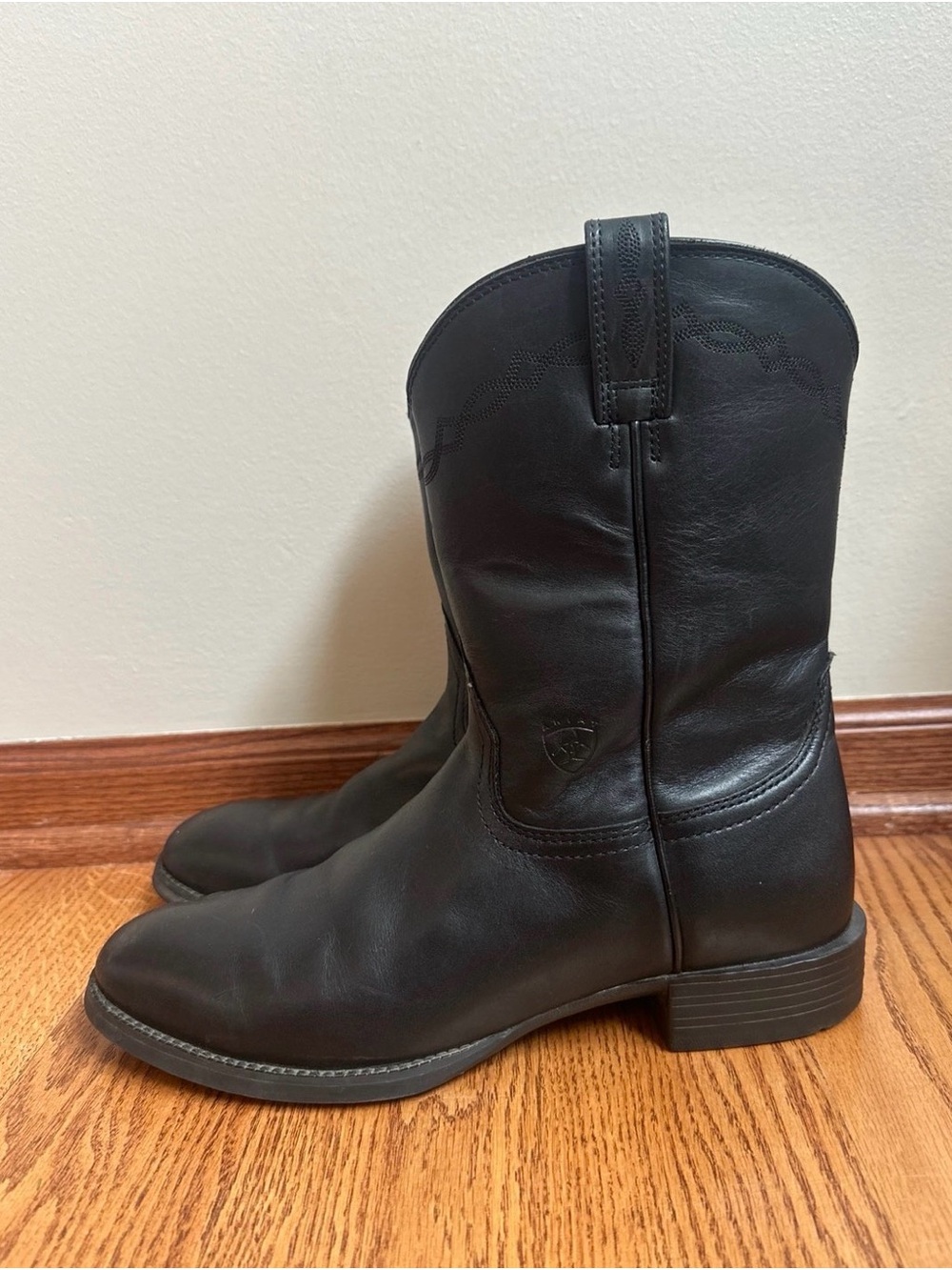 Ariat Heritage Black Leather Cowboy Boots Mens 11
